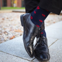 Bamboo Mid-calf Crew Socks - Red Flower