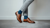 Mid-calf Dress Socks - Blue and White Design