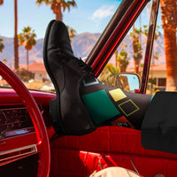 Bamboo Mid-calf Crew Socks - Green & Black Diamond